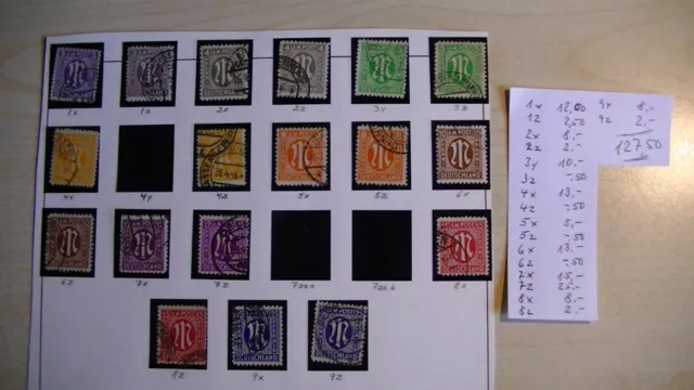 Briefmarken, Alliierte Besetzung, Bizone, Mi.-Nr. aus 1x - 9 z , gestempelt