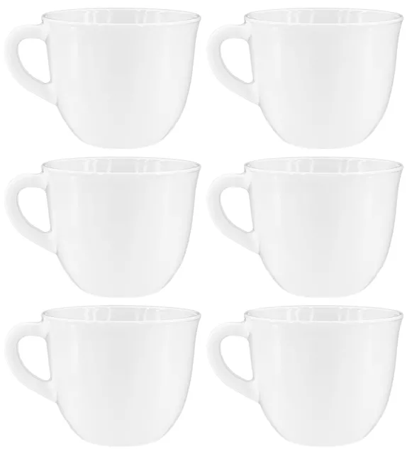 6 x Kaffeetassen Teetassen Set 250ml neutral weiß mit Henkel Kaffeebecher Tassse