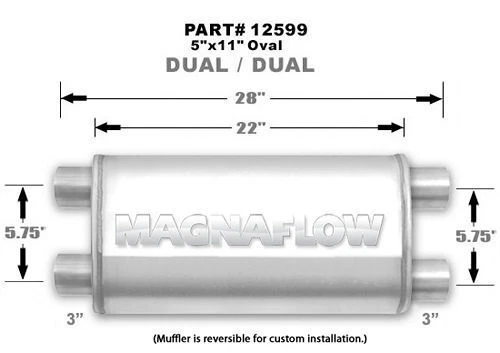 MAGNAFLOW PERF EXHAUST 12599 Muffler Stainless 3in Dual In/Out