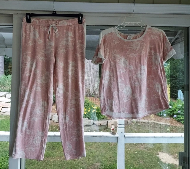 Lucky Brand Womens Pajama Set Soft Pink Floral Sz S Small Top Bottom 2 piece GUC