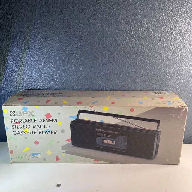 GPX PORTABLE AM/FM Stereo Radio Cassette Player C450 New Open Box 19.