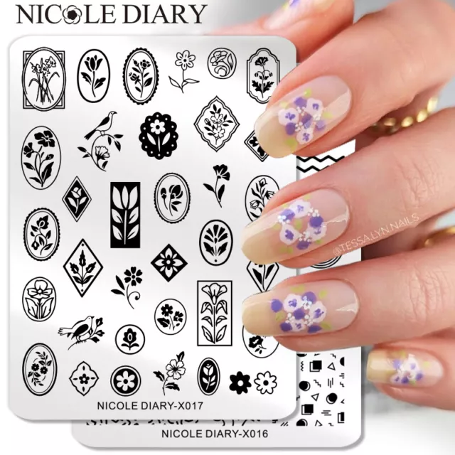 NICOLE DIARY Nail Stamping Plates Rectangle Stainless Steel Board Nail Art Stamp