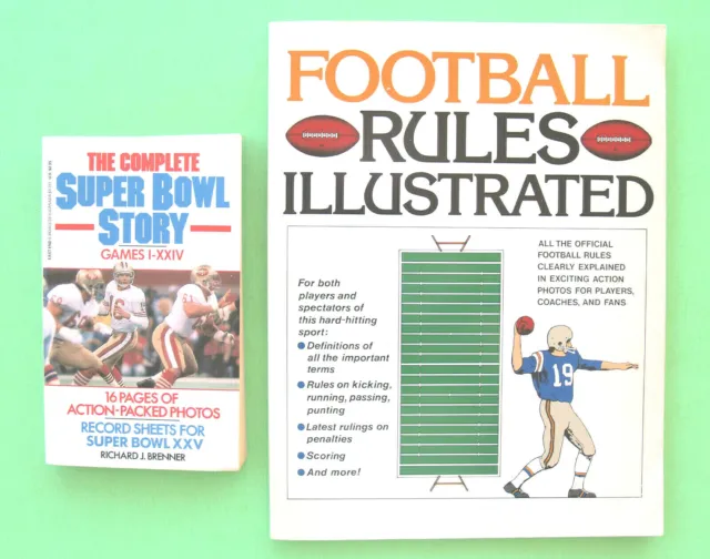 2 Lot Football—Rules Illustrated + Super Bowl—Guide Games I--Xxiv—Photos Sports