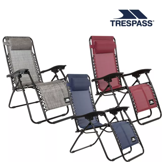 Trespass Sun Lounger Reclining Zero Gravity Deck Chair Folding Recliner Glenesk