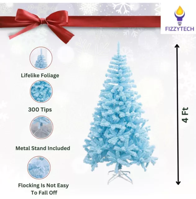 Fizzytech 1.5m Azul Premium Nieve Afelpado Artificial Árbol de Navidad, 492 Rama 3