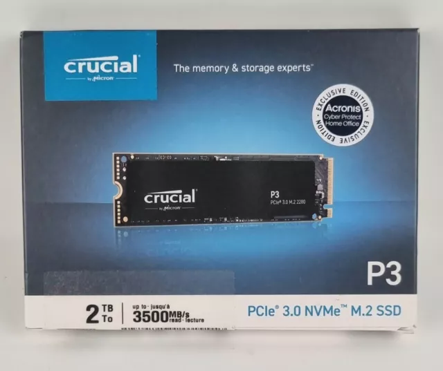 CRUCIAL DISQUE SSD Interne 2To M.2 PCIe Gen3 NVMe 3500Mo/s P3  CT2000P3SSD801 EUR 118,99 - PicClick FR