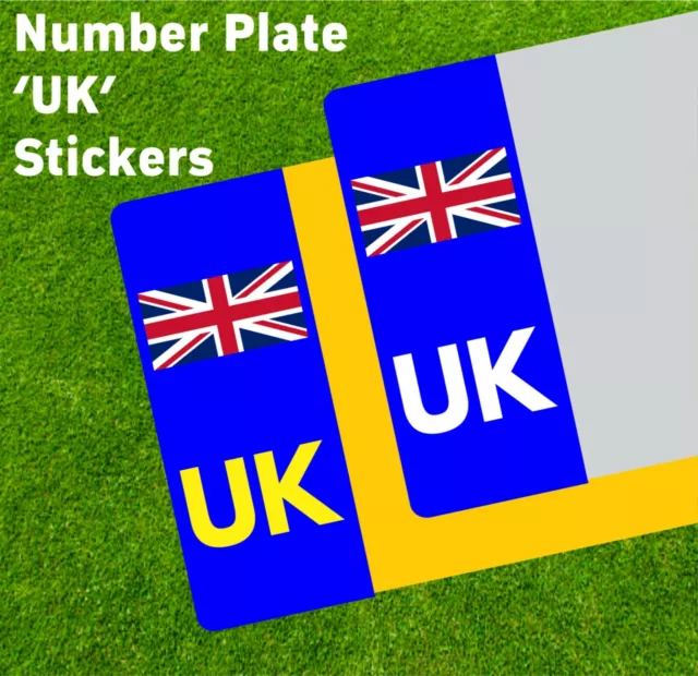 UK Blue - Car Number Plate Sticker UNION JACK NO EU GB BREXIT - Stickers