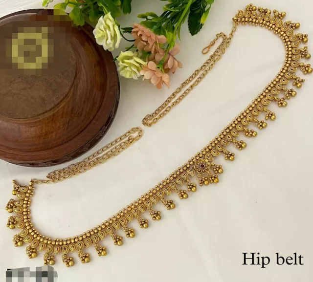 Indian Bollywood Style CZ Kamar Bandh Bridal Waist Belt South Indian Jewelry Set 2