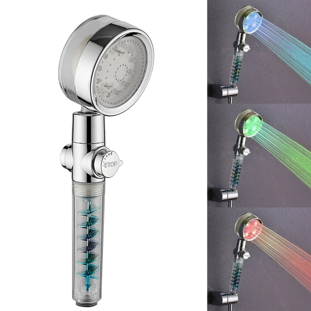 LED Shower Head Temperature 3 Color Changing Square ABS Finish Leds For The