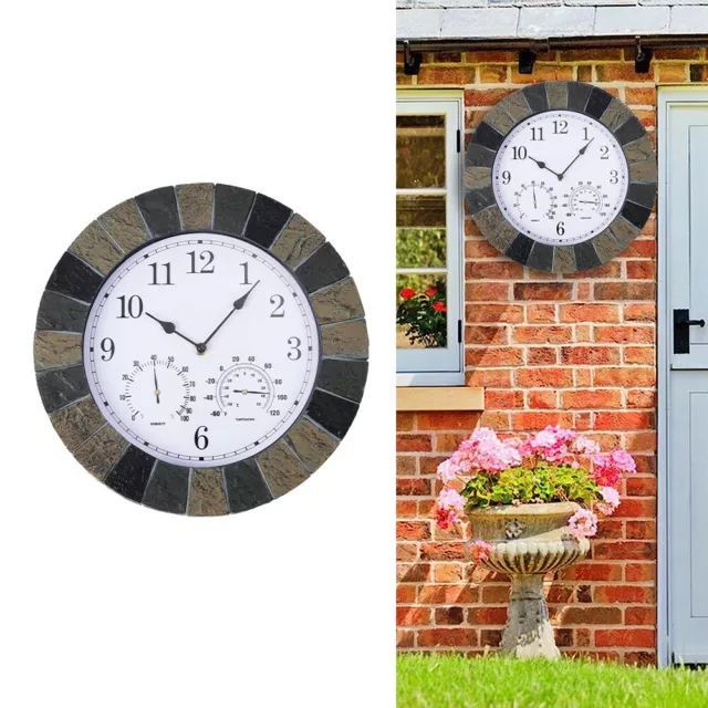 Outdoor Garden Metal Wall Clock with/Thermometer /Hygrometer Display