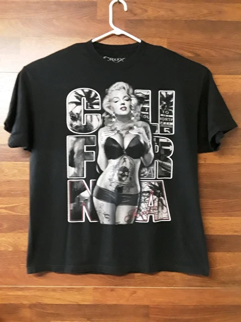 Men's 2XL Crux California Marilyn Monroe Black Short Sleeve Shirt