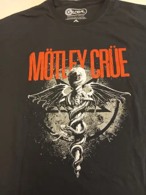 Global Motley Crue Tee Shirt Men's Unisex XXL Logo Black Short Sleeve Cotton