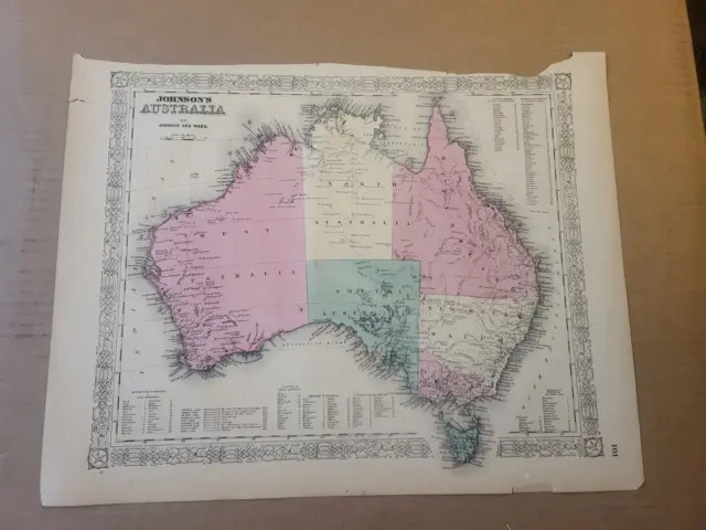 Johnson's 1864 Grande Colorata Mappa Di Australia