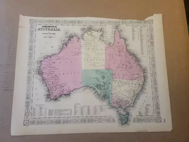 Johnson's 1864 Large colored map of Australia