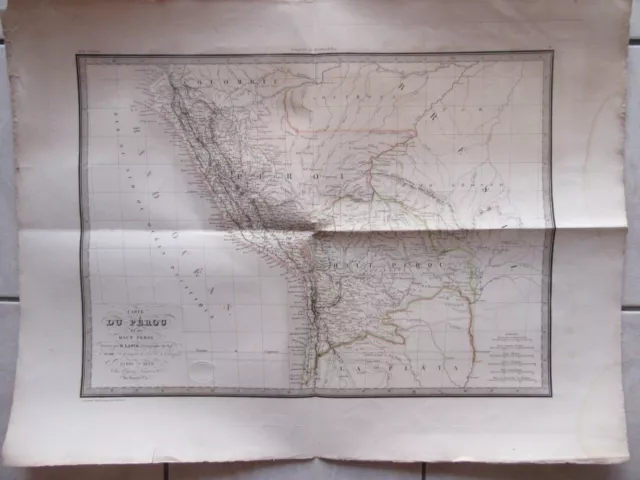 Large Old Geographic Map In Colors 1829 Peru
