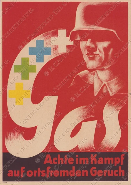 1940c Achte im Kampf auf ortsfremden Geruch Gas propaganda tedesca Manifesto