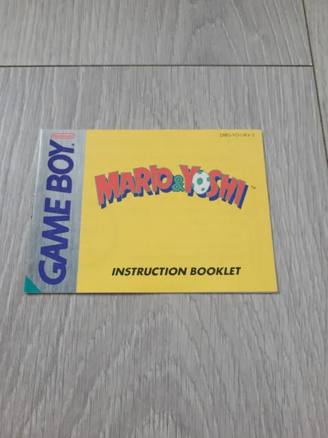 Mario & Yoshi Gameboy Instruction Manual Booklet Only Nintendo - VGC