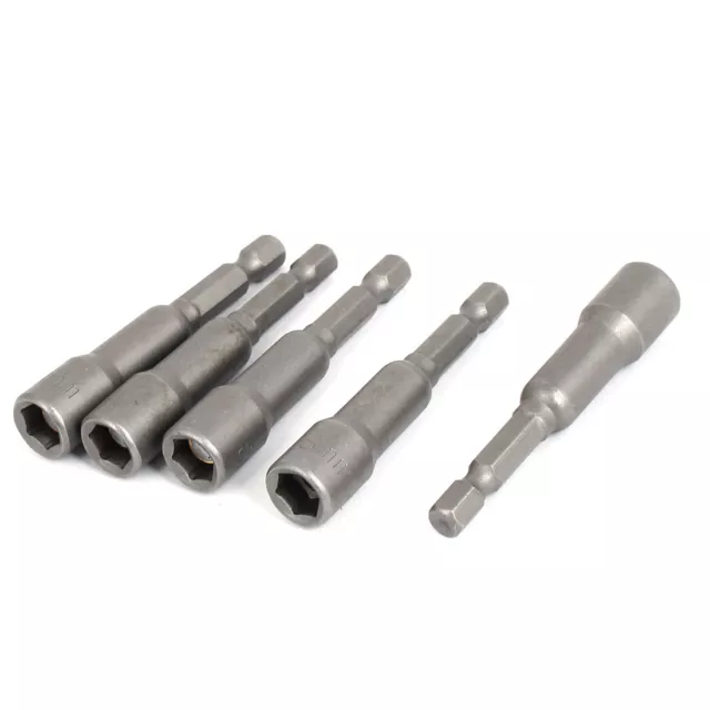 1/102cm Tige 8mm HeXSocket  Écrou Setter Pilote Bit Gris 5Pcs