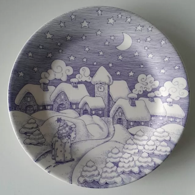C.B.M. Piatto da parete Ironstone 24,5 cm inverno Babbo Natale neve villaggio casa di campagna