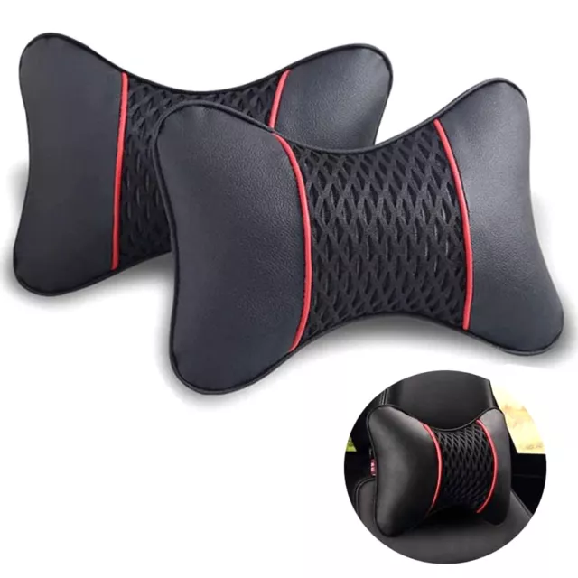 2PC Universal Car Seat Head & Neck Rest Pillow - Auto Headrest Bone Shape Pillow