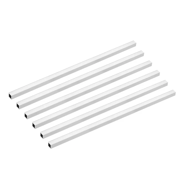 6063 Alluminio Rettilinea Tubo Quadrato 10mmx10mmx1mm 300mm Lunghezza 6pz