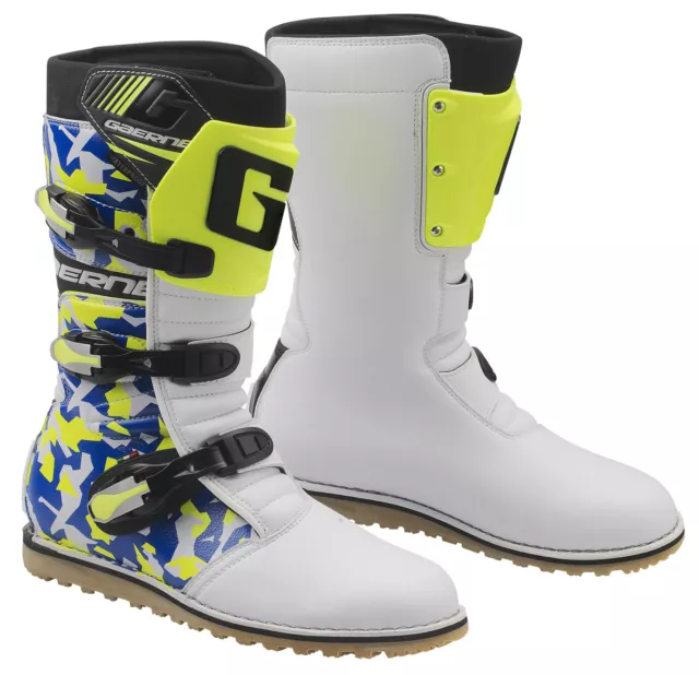 Gaerne Classic Camo Blue/White/Yellow Trials Boots - End Of Line