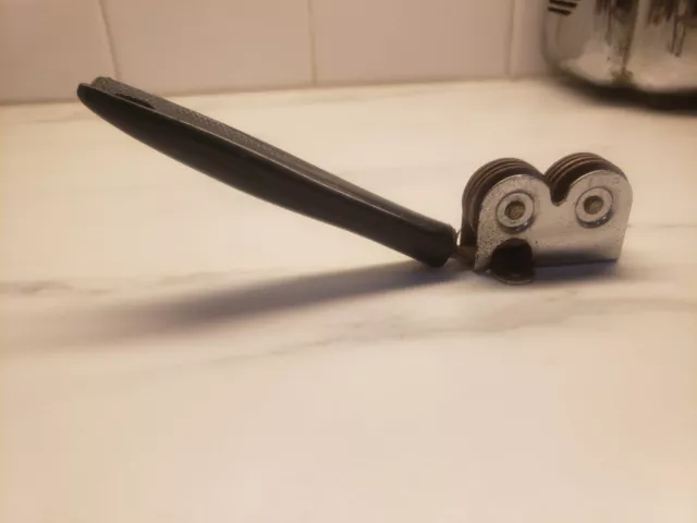 Vintage EKCO Chromium Plated Pull-Through Hanging Knife Sharpener Black Handle