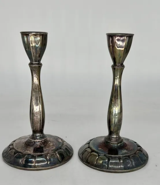 Pair Of Vintage Silver Plated Wm A Rogers Candlesticks 6”