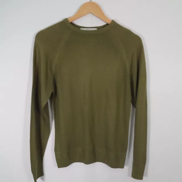 St Michaels UK10 Olive Green Jumper Pullover Vintage Lightweight Knitwear Thin 2