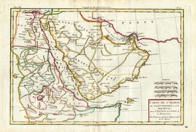 Antique Map-SAOUDI ARABIA-ETHIOPIA-EGYPT-Bonne-1780