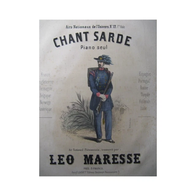 MARESSE Léo Chant Sarde Air Piémontais Piano XIXe