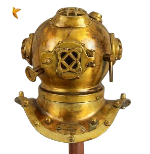 Casque De Plongée Bureau Style Antique - Laiton Et Cuivre - 18cm - 1,4kg - Décoration Marine