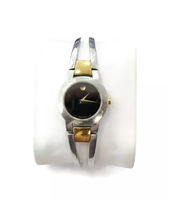 Movado Amorosa Black Dial Stainless Steel Ladies Watch