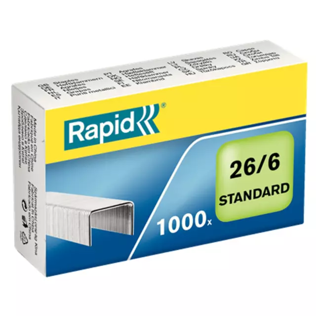 Rapid Agrafes Standard 26/6, galvanisé, boite de 1000