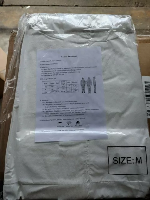 Lot of 50Protective Clothing Disposable Overall - White - Size (medium)