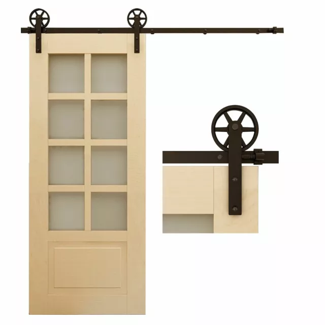 5-12FT Heavy Duty Sliding Barn Wood Door Hardware Kit - Easy Install (Big Wheel)