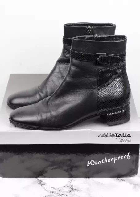 Russell & Bromley Aquatalia Cuir Noir Bottes Cheville Taille UK 5.5 / Ue 38.5