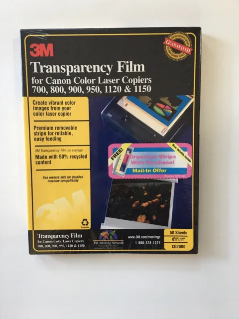 3M Transparency Film For Cannon Color Laser Copiers CG2000 50 Sheets Sealed