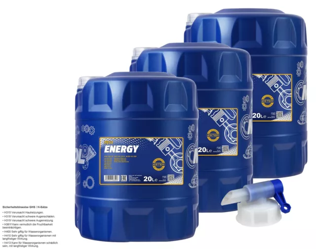 60L MANNOL Energy 5W-30 API SL/CF Öl Motoröl MN7511-20  inkl. Auslaufhahn