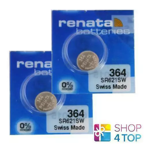 2 Renata 364 SR621SW Batteries Argenté 1.55V Watch Swiss Fabriqué Exp 2024 Neuf