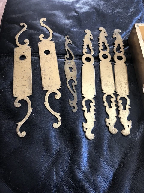 Vintage French Cock Escutcheon / Plates Old Hardware 2 x Pairs 1 x Spare + 1