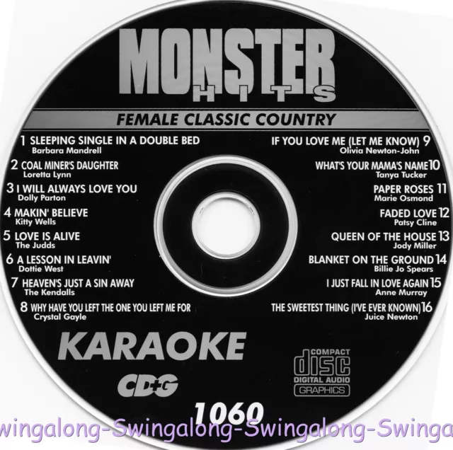 Female Classic Country  Monster Hits Karaoke Cd+G Vol-1060 In White Sleeves