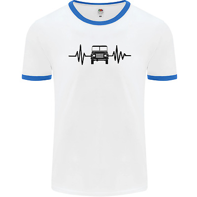 4X4 Heart Beat Pulse OFF ROAD viabilità da uomo bianca Ringer T-shirt 3