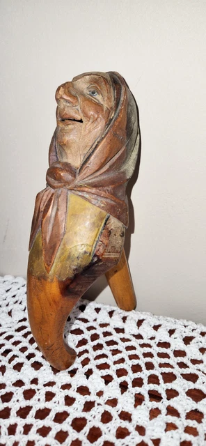 Antique ANRI Italy Hand Carved Wooden Nut Cracker