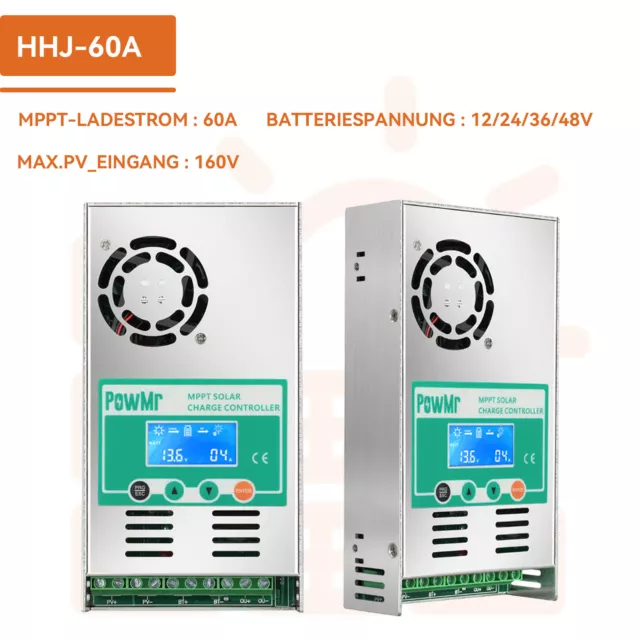 Powmr 60a Mppt Solar Ladegerät Controller 12v/24v/36v/48v Lcd Panel Regler Für