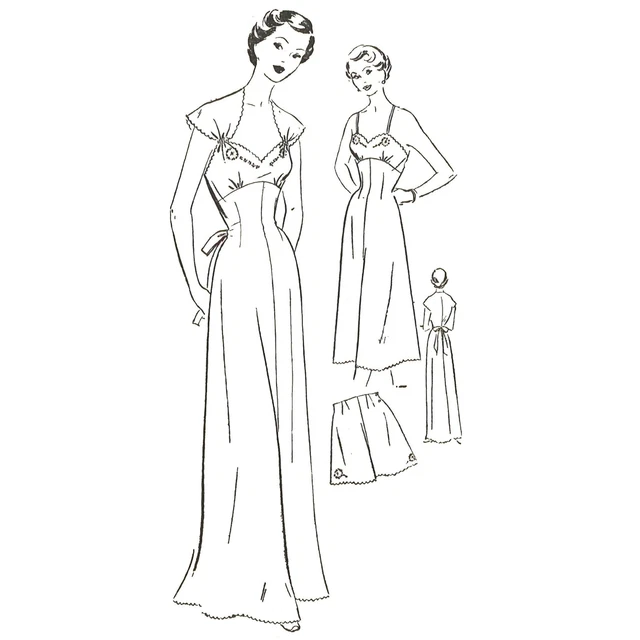 50S SEWING PATTERN, Nightgown, Night Dress & Lingerie Set Bust=36