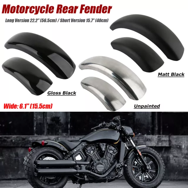 6.1'' Flat Motorcycle Rear Custom Steel Fender Black For Harley Bobber Chopper