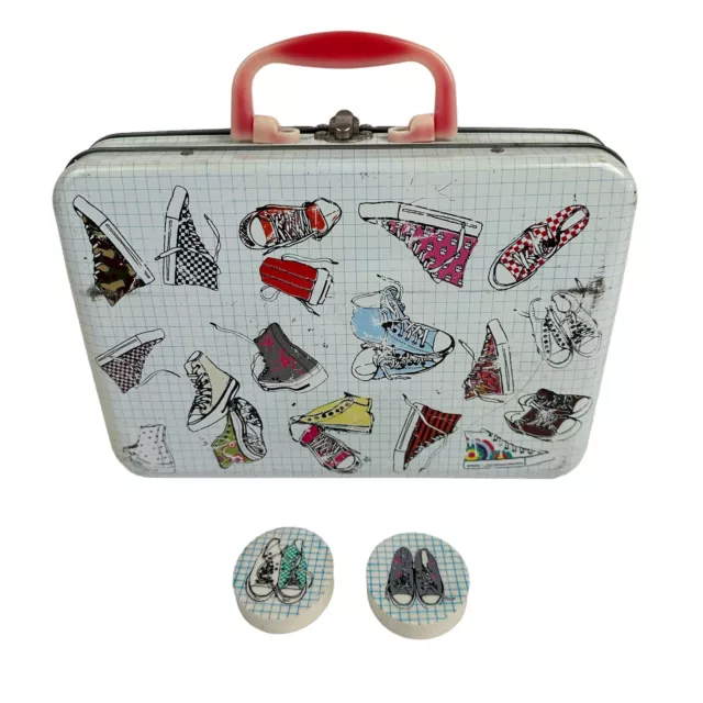 Vintage 2000s Tin Pencil Art Box All Over Print Sneaker Graphic Lunch Box