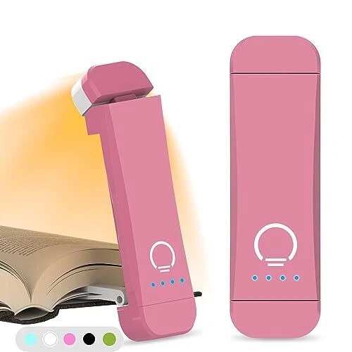Lámpara de libro con clip recargable para leer luz de marcador portátil