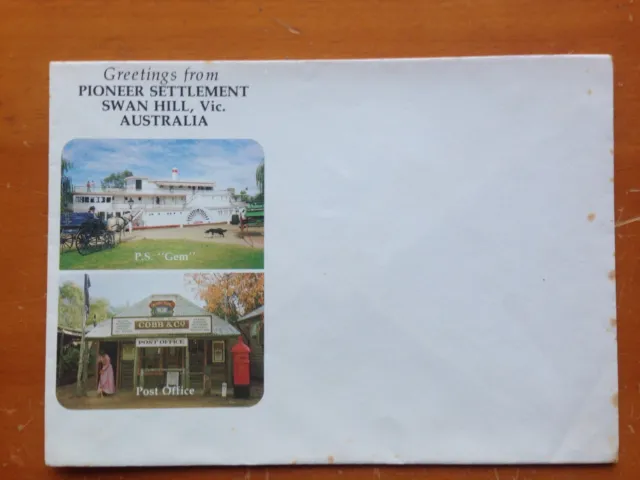 1970'S Souvenir Envelope Greetings From Swan Hill Vic Town Scene